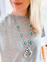 Load image into Gallery viewer, White and Turquoise Squash Blossom