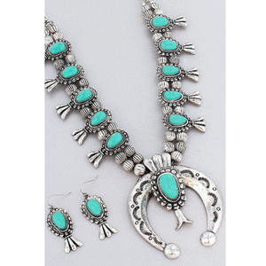 Silver and Turquoise Squash Blossom